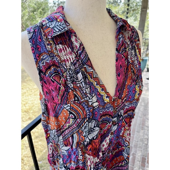 Maeve by Anthropologie Women’s Size Medium Whimsical Pintuck Button Sleeveless - Picture 5 of 14